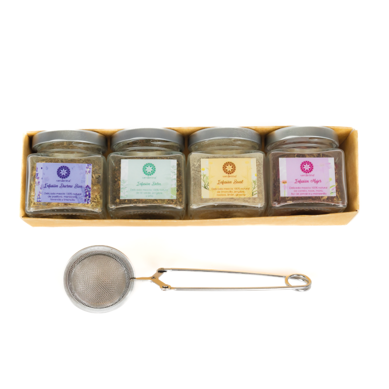 KIT 4 MINI FRASCOS DE INFUSIONES + INFUSOR