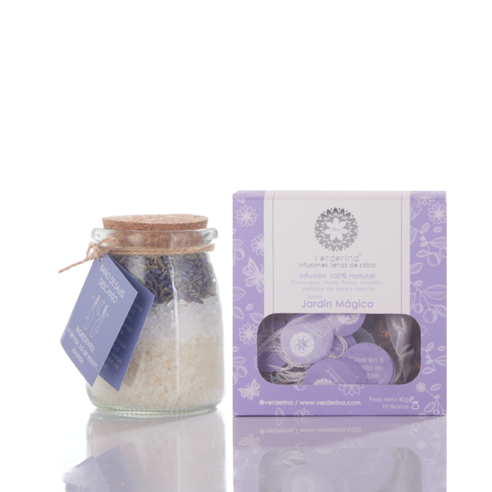 KIT SAL DE BAÑO DESCANSO + INFUSION JARDÍN MÁGICO
